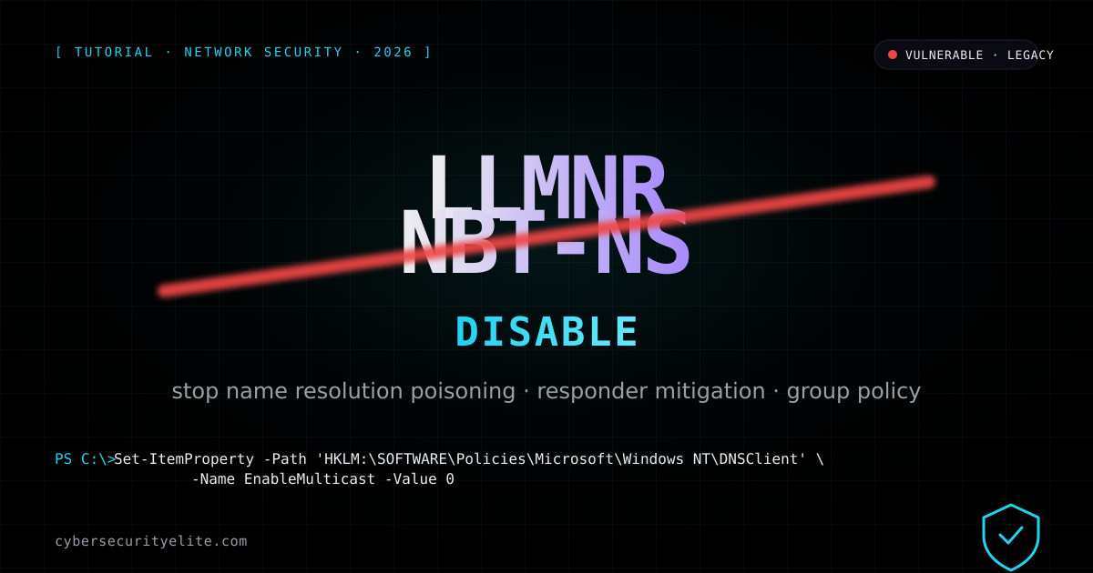 Disable LLMNR and NBT-NS via Group Policy — network security hardening guide