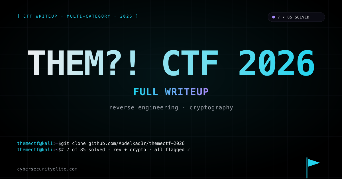 THEM?! CTF 2026 writeup — all 7 challenges across reverse engineering and cryptography